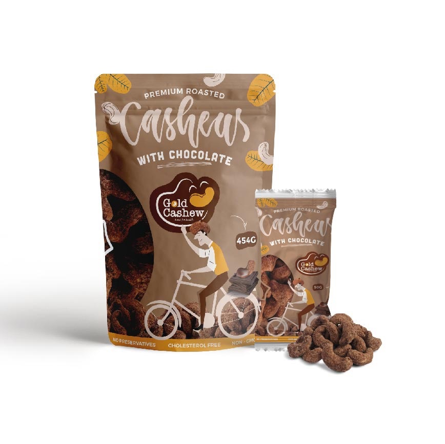 Anacardos premium tostados recubiertos de chocolate.