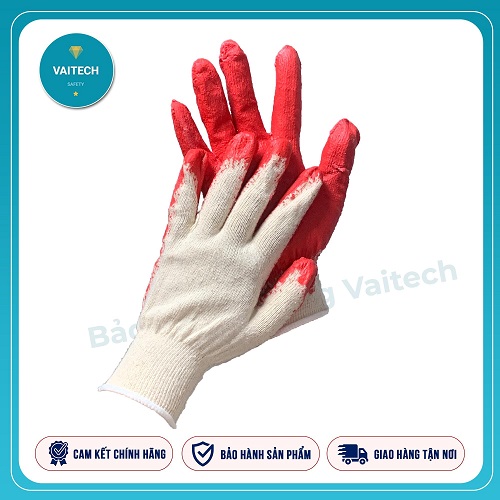 Guantes recubiertos de un solo lado en color rojo
