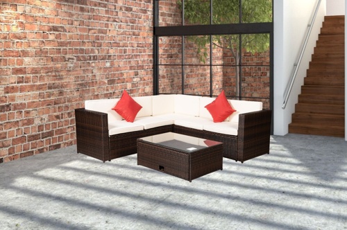 Muebles de patio para exteriores de jardín de 4 piezas.