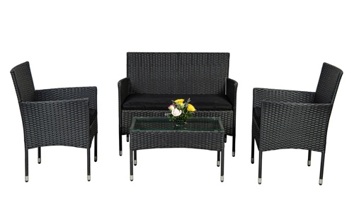 Conjunto de sofá de mimbre de 4 piezas