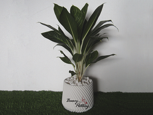 Macetero de polystone blanco en 3D