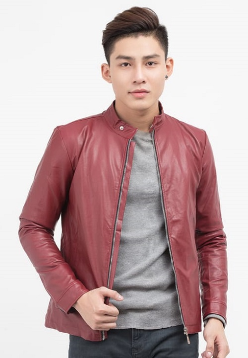 Chaqueta de cuero roja