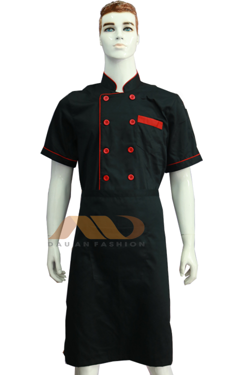 AB0005 Chaqueta de Chef Roja de Mangas Cortas