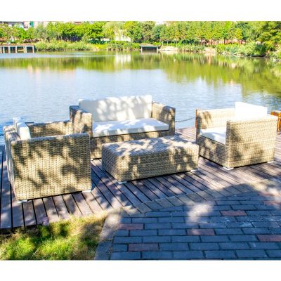 Conjunto de sofá de ratán para jardín