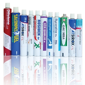 Tubo farmacéutico de aluminio de 28 25 22 mm.