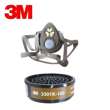 Conjunto de mascarilla respiratoria 3M 3100 y filtro 3301K-100.
