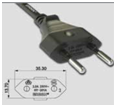 Cable de alimentación con enchufe redondo de 2-3 clavijas.