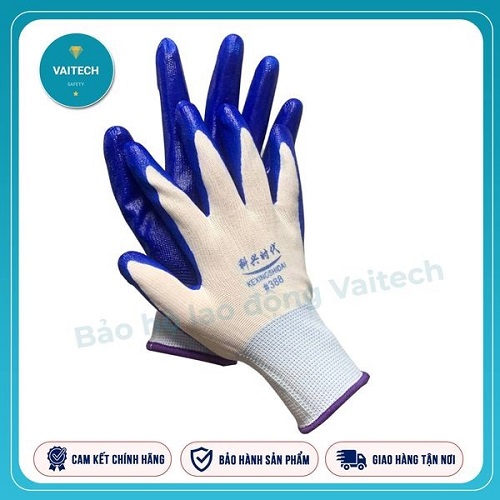 Guantes recubiertos de un solo lado en color azul 388