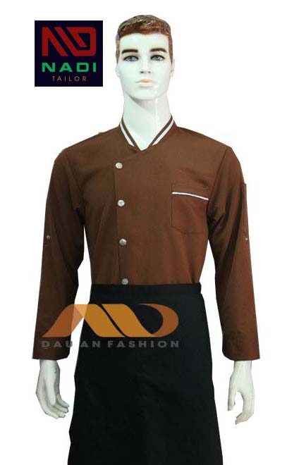 ABM015 Chaqueta de Chef Marrón de Mangas Largas