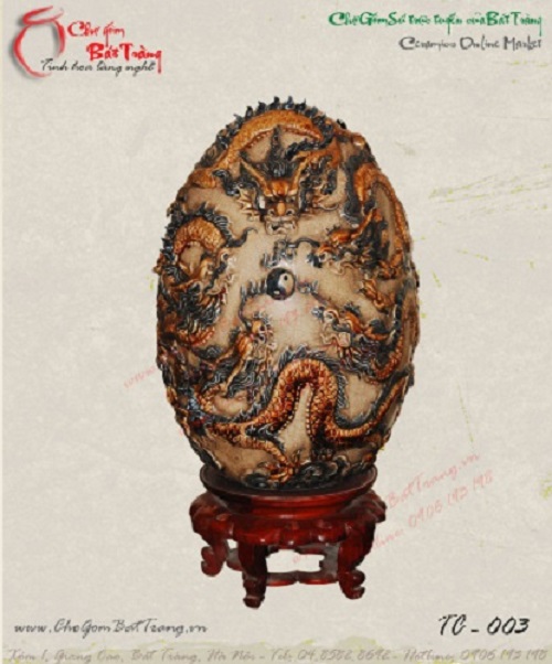Huevo de cerámica de dragones lunares