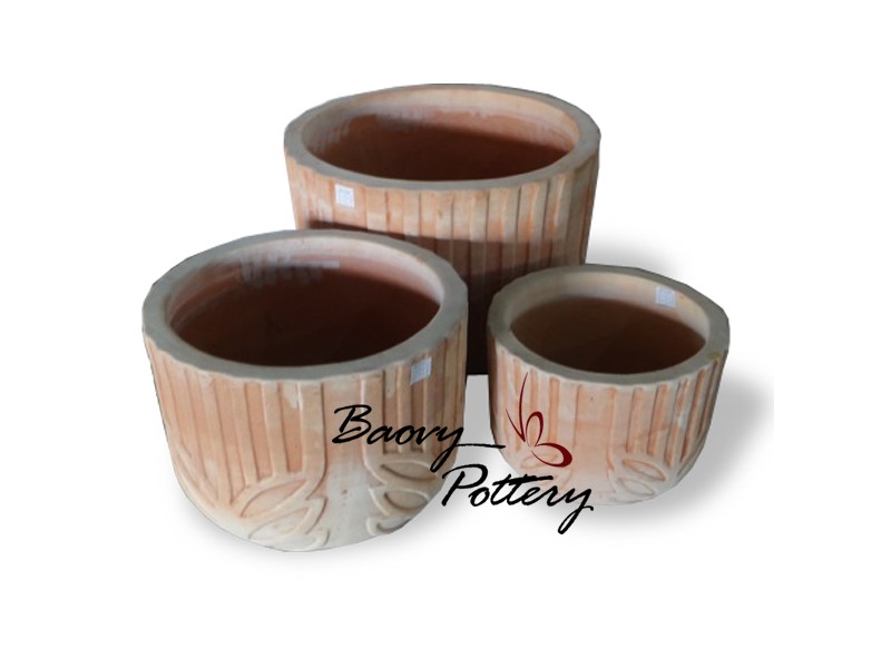 Macetas de terracota redondas sin borde