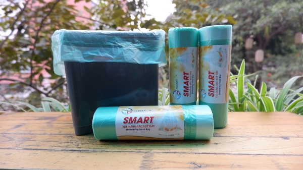 Bolsa de basura inteligente con cordón de 60 litros