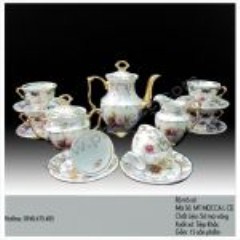 Juego de té de porcelana chapada en oro